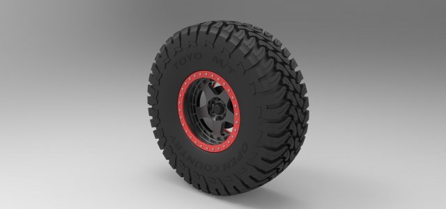 Wheel of trophy truck 3D Model .c4d .max .obj .3ds .fbx .stl .blend 