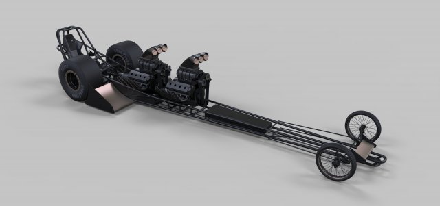 Front twin-engined dragster Modèle 3D .c4d .max .obj .3ds .fbx .stl .blend 