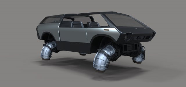 Flying jet car 3D Model .c4d .max .obj .3ds .fbx .stl .blend 