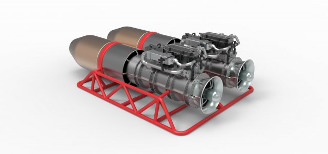 Jet engines with frame Modèle 3D .c4d .max .obj .3ds .fbx .stl .blend 