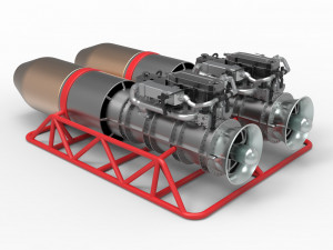 Jet engines with frame 3D Model
