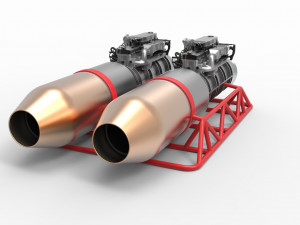 Jet engines with frame Modèle 3D