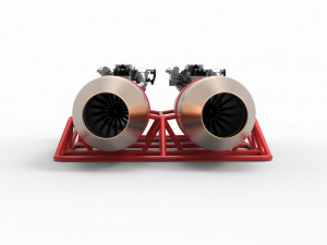 Jet engines with frame Modèle 3D