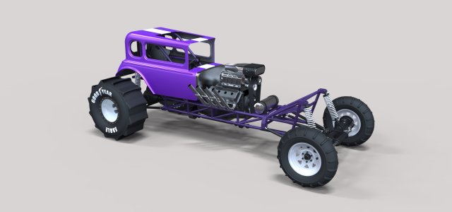 Mud dragster hot rod 3D Модель .c4d .max .obj .3ds .fbx .stl .blend 