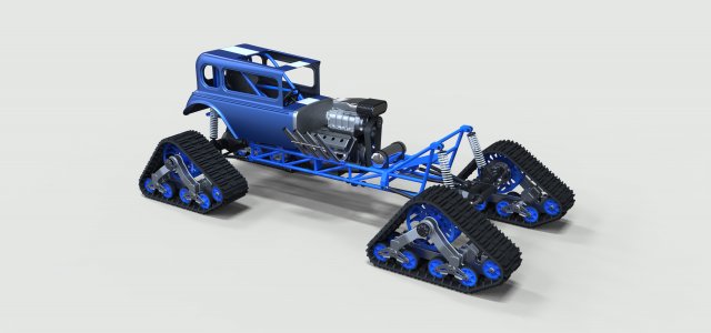 Hot rod on tracks 3D Модель .c4d .max .obj .3ds .fbx .stl .blend 