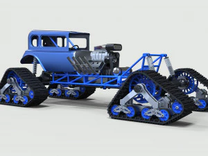 Hot rod on tracks 3D Model