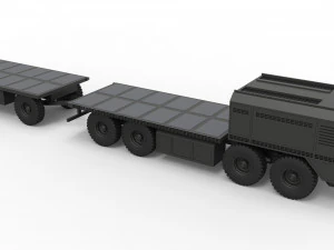 Military truck with trailer 3D Model