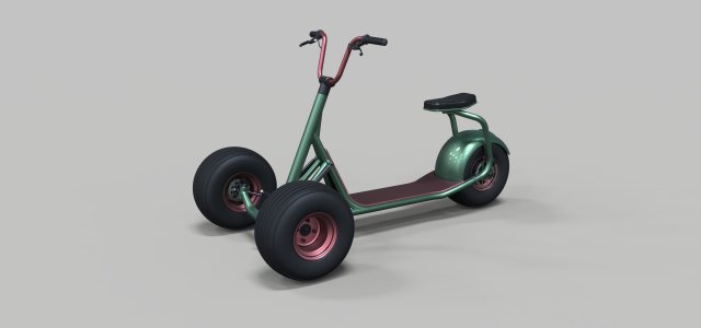 Electric trike scooter concept 3D Модель .c4d .max .obj .3ds .fbx .stl .blend 
