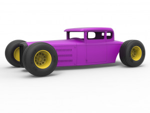 Shell and wheels for hot rod scale 1 to 24 Model Cetak 3D