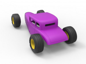 Shell and wheels for hot rod scale 1 to 24 Model Cetak 3D