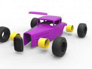 Shell and wheels for hot rod scale 1 to 24 Model Cetak 3D