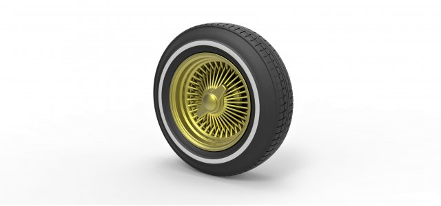 Wire wheel from lowrider scale 1 to 10 3D Print Model .c4d .max .obj .3ds .fbx .stl .blend 
