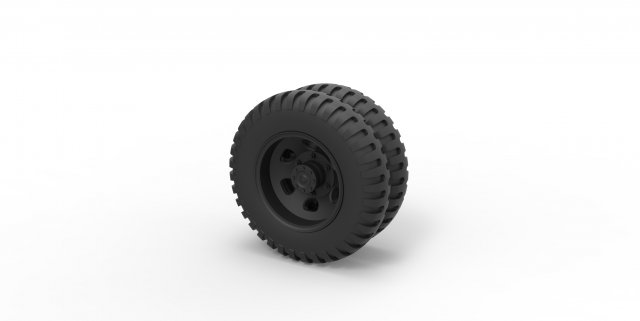 Double wheel from old truck 3D Baskı Modeli .c4d .max .obj .3ds .fbx .stl .blend 