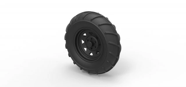 Front wheel from mud dragster 3D Print Model .c4d .max .obj .3ds .fbx .stl .blend 