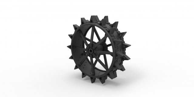 Rear wheel from old tractor 3D Print Model .c4d .max .obj .3ds .fbx .stl .blend 