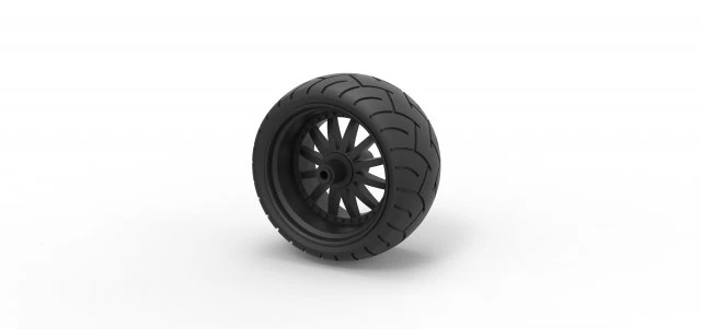 Wide rear wheel from chopper 3D Print Model .c4d .max .obj .3ds .fbx .stl .blend 