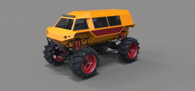 Fat mud truck Model 3D .c4d .max .obj .3ds .fbx .stl .blend 
