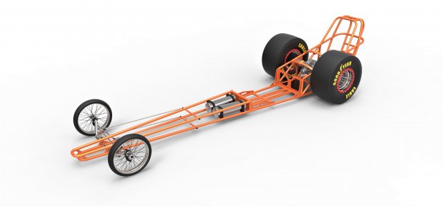 Chassis of front engined dragster 3D Модель .c4d .max .obj .3ds .fbx .stl .blend 