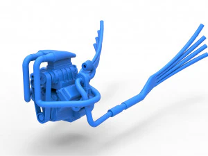 Turbo engine v8 from nux car scale 1 to 25 3D Print Model