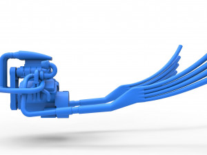 Turbo engine v8 from nux car scale 1 to 25 3D Print Model