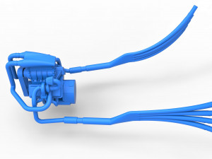 Turbo engine v8 from nux car scale 1 to 25 3D Print Model