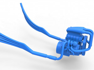 Turbo engine v8 from nux car scale 1 to 25 3D Print Model