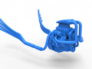 Turbo engine v8 from nux car scale 1 to 25 3D Print Model