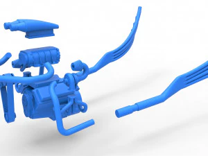 Turbo engine v8 from nux car scale 1 to 25 3D Print Model