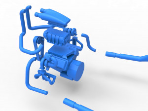Turbo engine v8 from nux car scale 1 to 25 3D Print Model