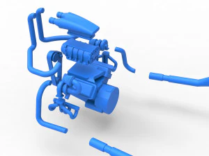 Turbo engine v8 from nux car scale 1 to 25 3D Print Model