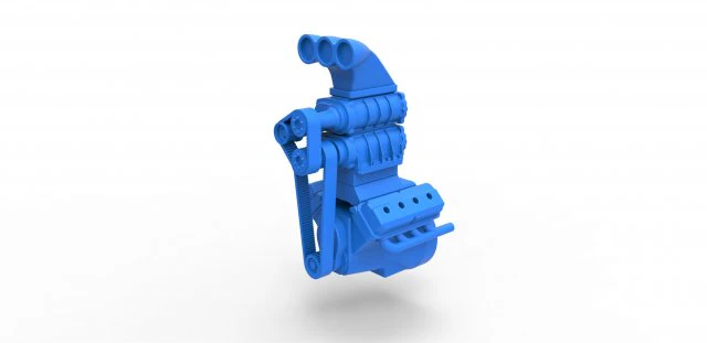 Engine V8 with double supercharger scale 1 to 25 3D Print Model .c4d .max .obj .3ds .fbx .stl .blend 
