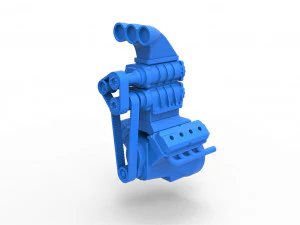 Motor V8 com duplo superalimentador escala 1 a 25 Modelo de Impressão 3D