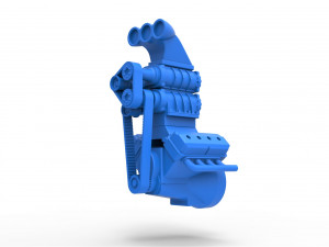 Engine V8 with double supercharger scale 1 to 25 3Dプリントモデル