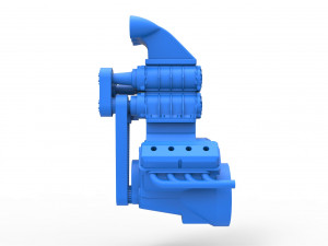 Engine V8 with double supercharger scale 1 to 25 3Dプリントモデル