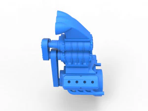 Engine V8 with double supercharger scale 1 to 25 3D Print Model