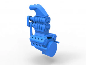 Engine V8 with double supercharger scale 1 to 25 3D Print Model