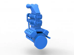 Engine V8 with double supercharger scale 1 to 25 3D Print Model