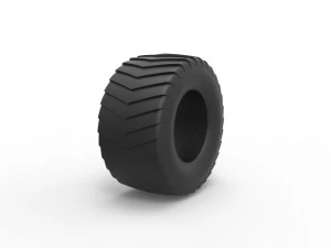 Pulling truck tire scale 1 to 10 3D Print Model