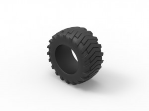 Pulling tractor rear tire 2 scale 1 to 25 3D Print Model