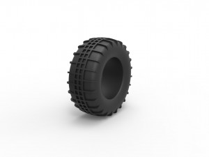 Dune buggy rear tire 5 scale 1 to 10 3D Print Model