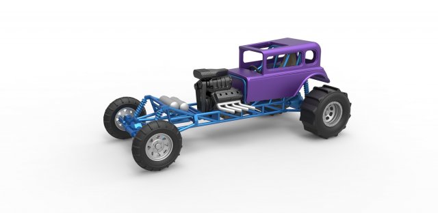 Mud dragster Hot Rod Scale 1 to 25 Modèles 3D en vedette .c4d .max .obj .3ds .fbx .stl .blend 