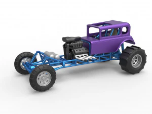 Modder dragster Hot Rod Schaal 1 tot 25 3D printmodel