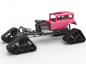 Hot Rod on tracks Scale 1 to 25 3D Принт Модель