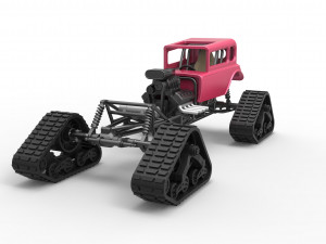 Hot Rod on tracks Scale 1 to 25 3D-printmodel