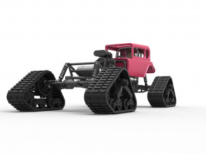 Hot Rod on tracks Scale 1 to 25 3D-printmodel