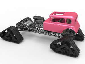 Hot Rod on tracks Scale 1 to 25 3D-printmodel