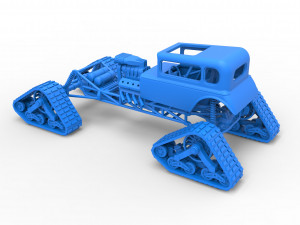 Hot Rod on tracks Scale 1 to 25 3D-printmodel