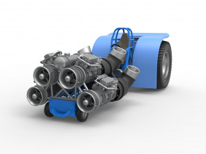 Pulling tractor with 4 jet engines Scale 1 to 25 3Dプリントモデル