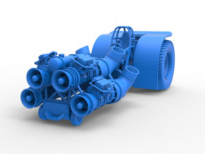 Pulling tractor with 4 jet engines Scale 1 to 25 3Dプリントモデル