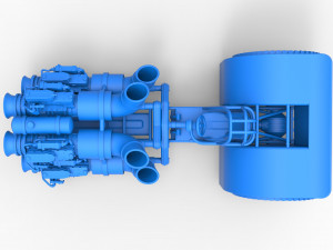 Pulling tractor with 4 jet engines Scale 1 to 25 3Dプリントモデル
